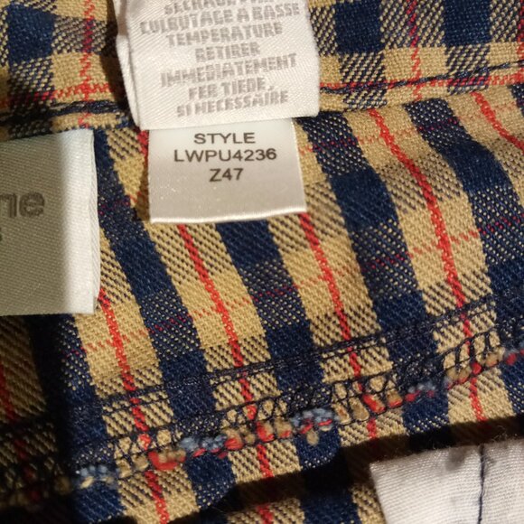 LIZ CLAIBORNE Pants sz 12P Tan/Navy Plaid Coastal Preppy 5 pocket style EUC - Picture 6 of 10